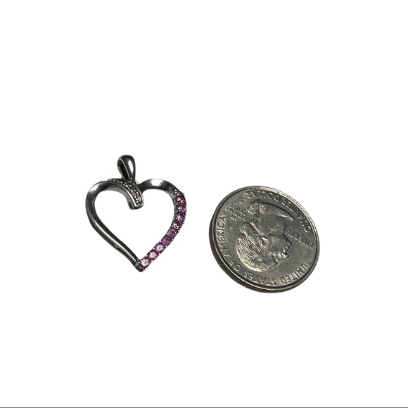 925 Heart pendant with pink stones - Picture 3 of 7